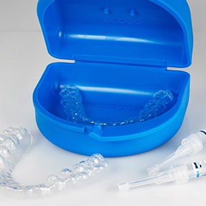 A closeup of a professional teeth whitening kit