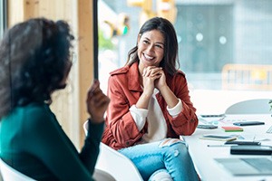 Ladies enjoy conversation at work?